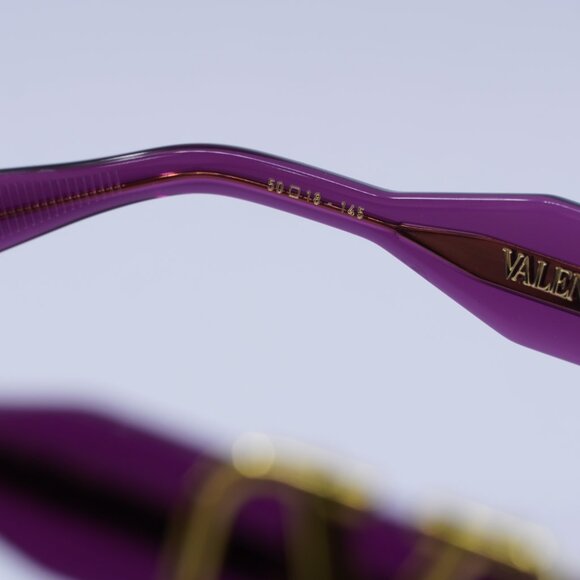 Valentino V-DUE VLS-103D Sunglasses Crystal Purple/Yellow Gold Cat Eye Frame - Picture 7 of 11
